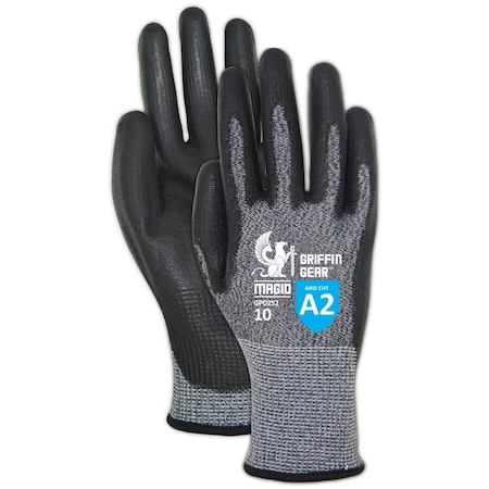 Magid Coated Gloves, Polyurethane, 4 Abrasion Level, Salt & Pepper, 1 PR GPD252-8
